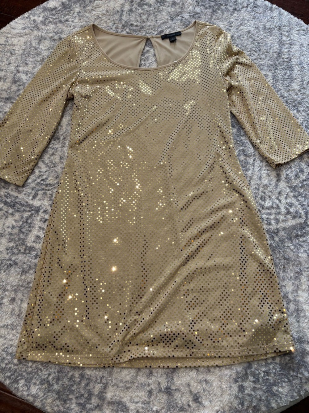 XOXO Gold Sequin Shift Dress